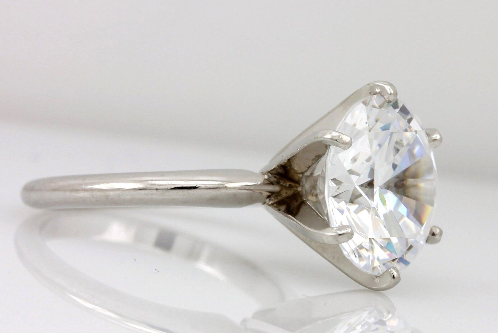 platinum 11.5mm round brilliant cubic zirconia solitaire engagement ring 7.65g