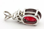 14k white gold lab ruby red oval 4.92ct 0.23ctw round diamond pendant new 2.6g