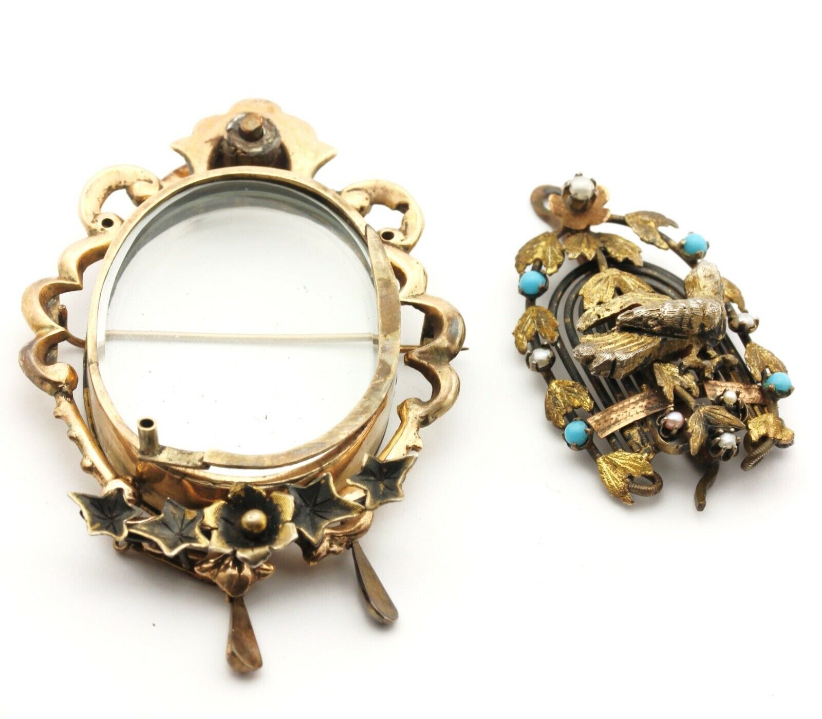 vintage antique locket pin brooch 21g 14k yellow gold WW1 estate pendant