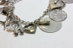 sterling silver 7 inch charm bracelet chain 21 charms estate vintage 45.46g