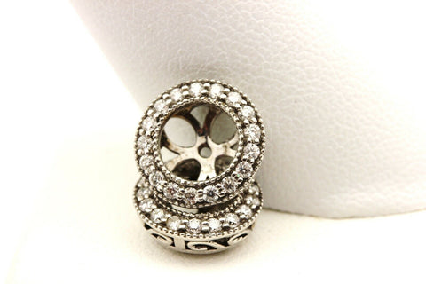 14k white gold 0.36ctw round diamond stud earring jackets 1ct 6.5mm centers NEW