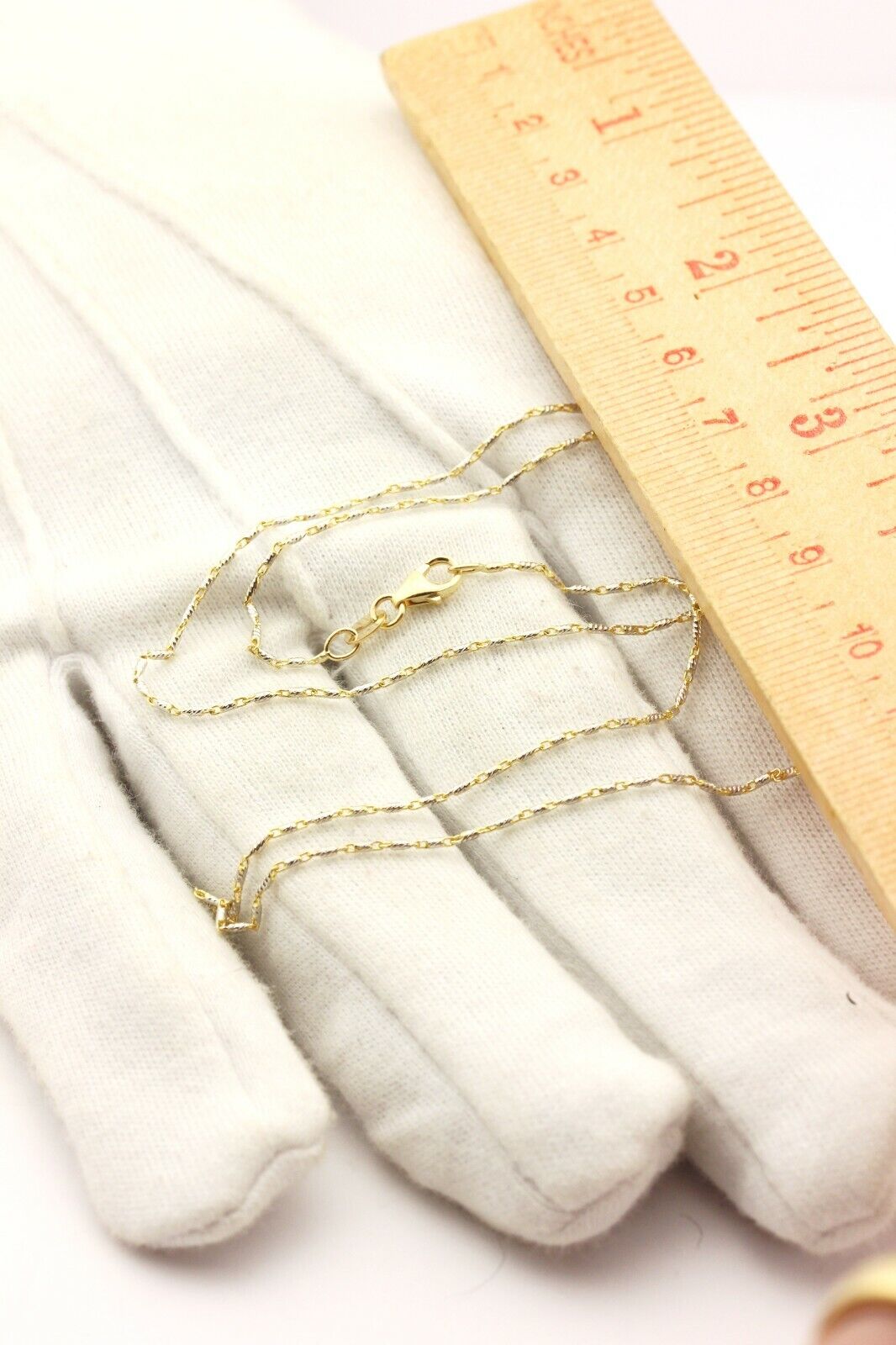 14k gold two tone razo chain necklace lobster 16 inch 0.9mm 2.29g new