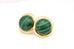 585 TK 14k yellow gold 13mm round green malachite cabochon stud earrings 4.55g