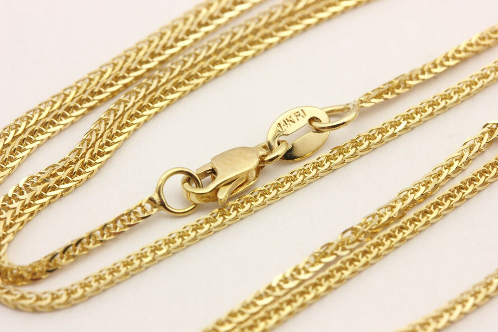 14k yellow gold pave wheat chain necklace lobster 20 inch 1mm 2.54g new