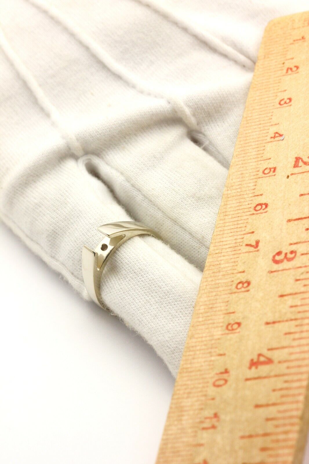 14k white gold 4mm flat cathedral engagement ring setting no head size 6.5 3.62g