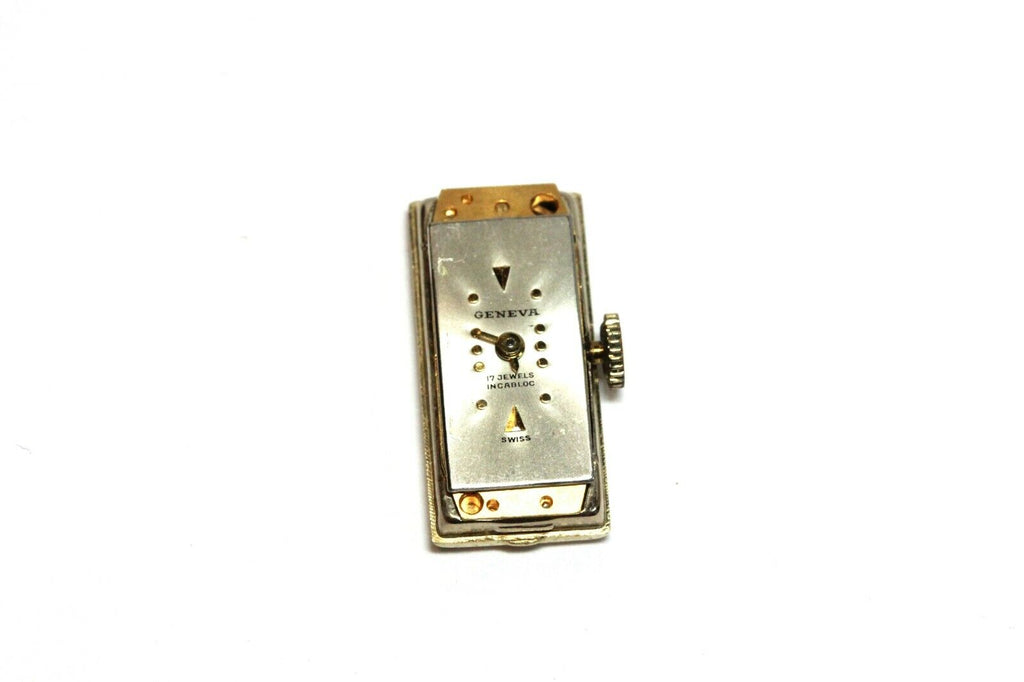 Geneva 17 jewels incabloc watch movement 14k yellow gold back estate vintage