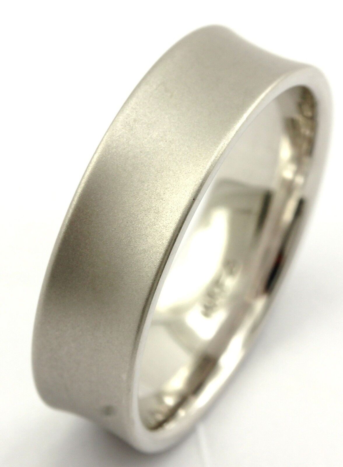 14k white gold concave men's wedding band satin 5.85mm size 8.75 ring NEW 5.42g