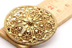 800 silver Israel Hebrew Jewish round pin brooch disc vintage filigree 6.8g