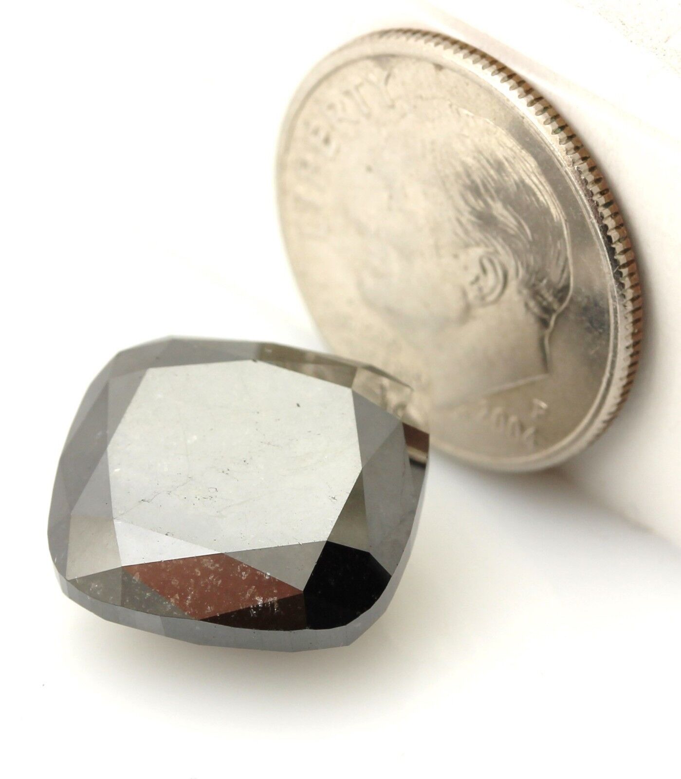 12.90 carat black treated diamond cushion cut 13.58 x 12.71 x 7.22 mm NEW