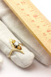 14k yellow gold three stone ring diamond golden sapphire size 7.5 3.46g vintage