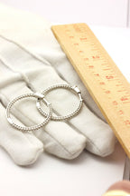 14k white gold 1.23ctw diamond inside outside hoop earrings 2.25 inch 5.93g new