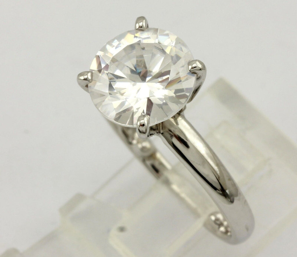 Platinum 9.5mm round CZ solitaire engagement ring estate with