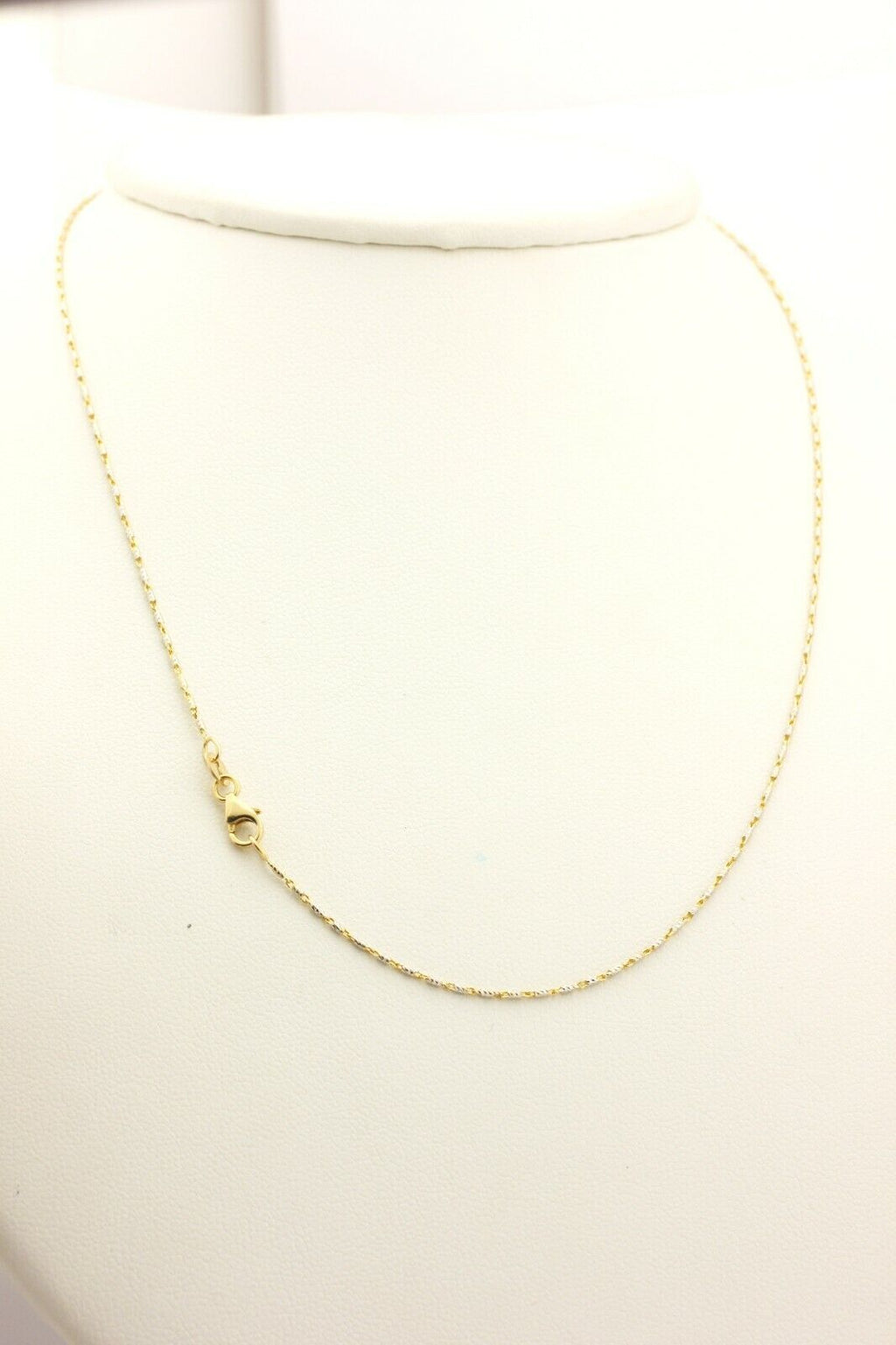 14k gold two tone razo chain necklace lobster 16 inch 0.9mm 2.33g new