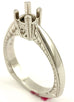 Platinum Solitaire Engagement Ring Setting Deco Engraved Cathedral Square Shank