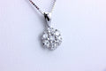 14k white gold 0.57ctw round brilliant diamond rosette pendant 0.6g new 0.5 inch