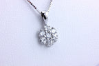 14k white gold 0.57ctw round brilliant diamond rosette pendant 0.6g new 0.5 inch