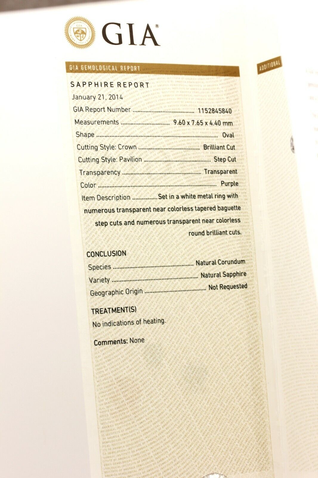 14k white gold GIA purple sapphire diamond halo ballerina ring size 6 5.3g