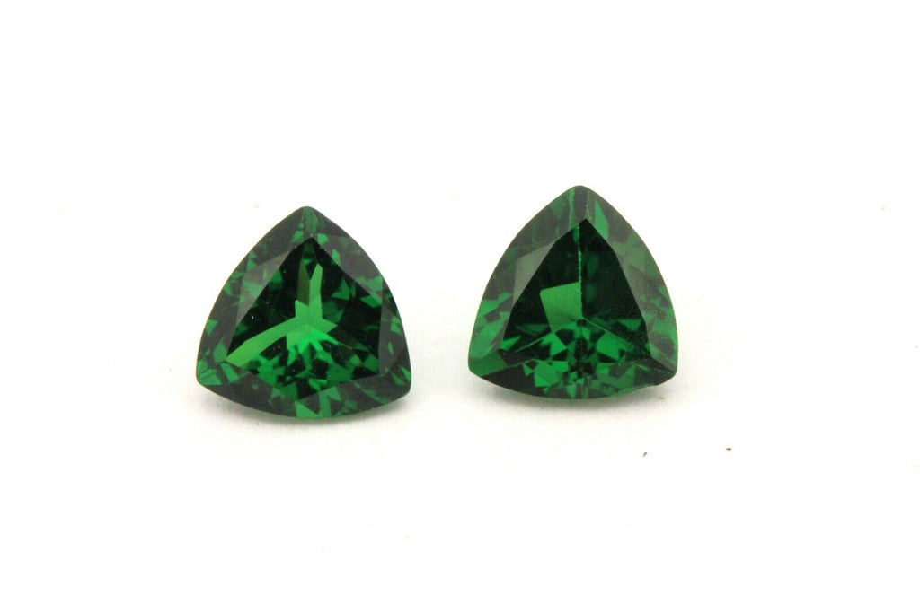 natural Tsavorite green garnet matched pair 0.88ctw 5mm trillion loose gemstones
