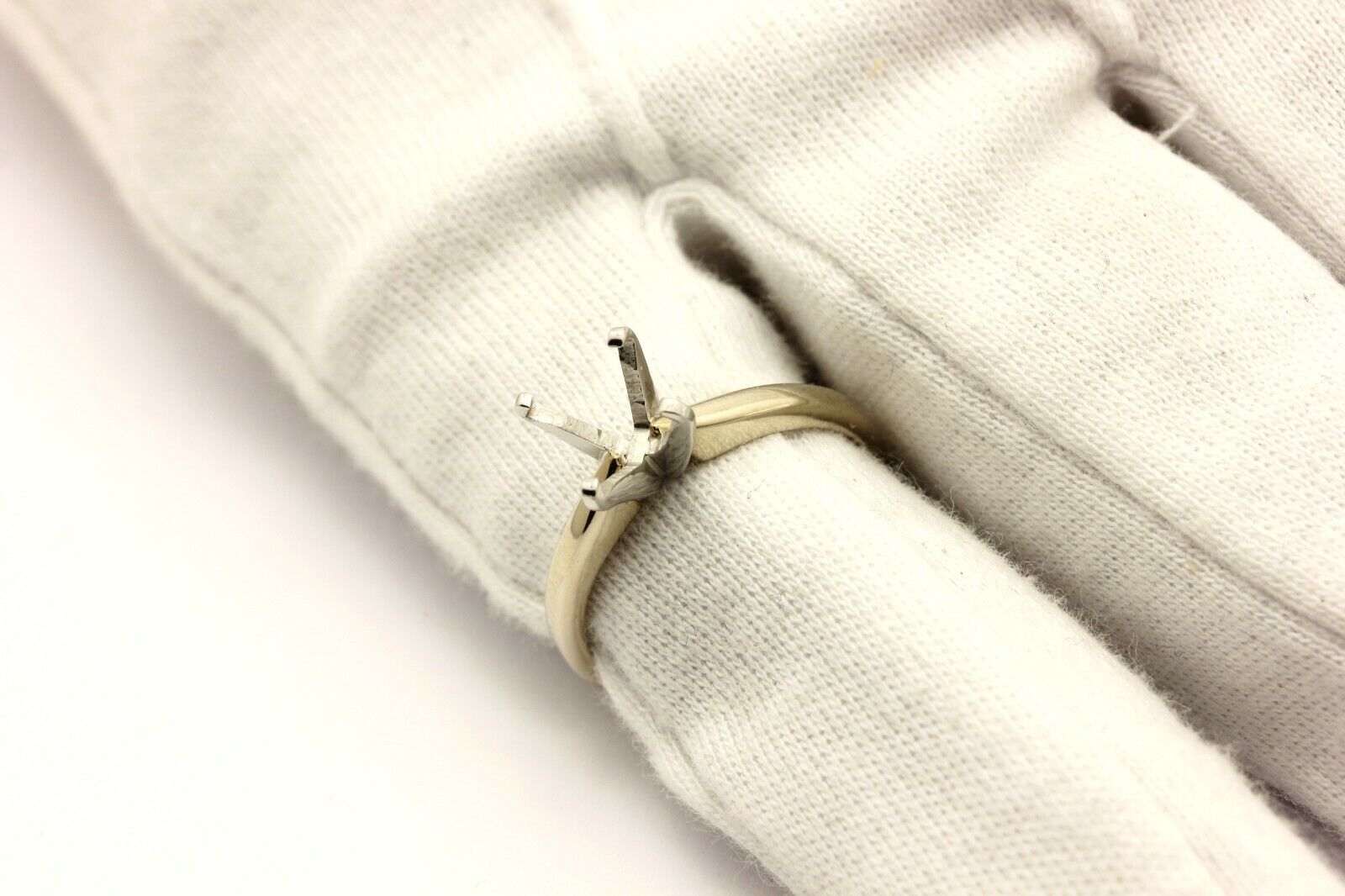 platinum 14k white gold 7.5mm round 4prong engagement ring sz7.5 setting 3.31g