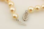 16" cultured pearl necklace 7-7.5mm round cream 14k white gold heart clasp NEW
