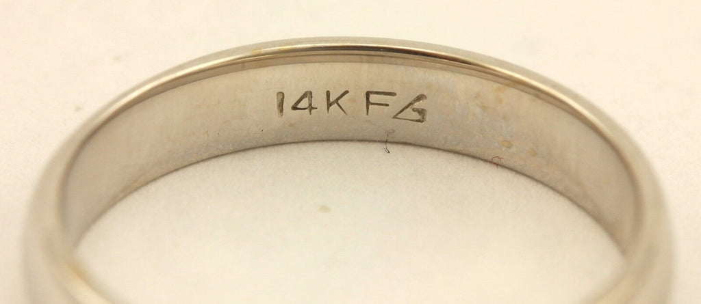 New 14k white gold Men's 4mm wedding band size 9 ring high polish low dome 4.17g