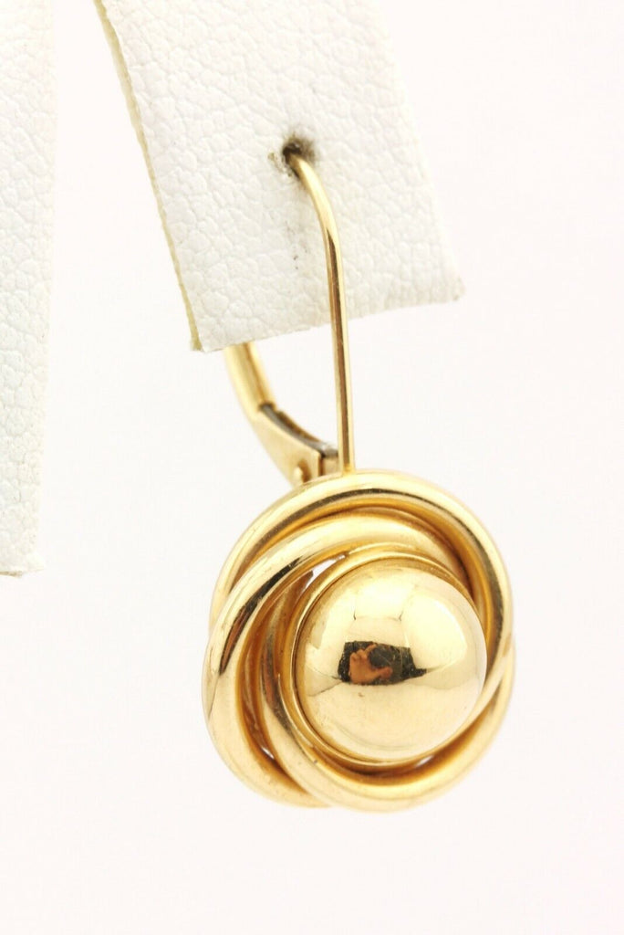 14k yellow gold leverback earring 13.5mm 1.1g swirl single individual estate