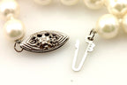 6.5-7mm round white cultured pearl 18" necklace 14k white gold clasp 28.13g NEW