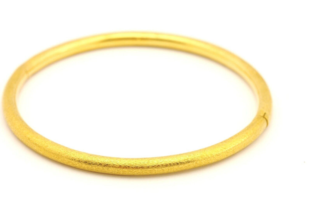 900 yellow gold 21k engraved hinged bangle bracelet 6 inch 3.3mm 9.82g vintage