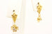 18k yellow gold cubic zirconia CZ dangle drop shamrock earrings 0.75 inch 1.45g