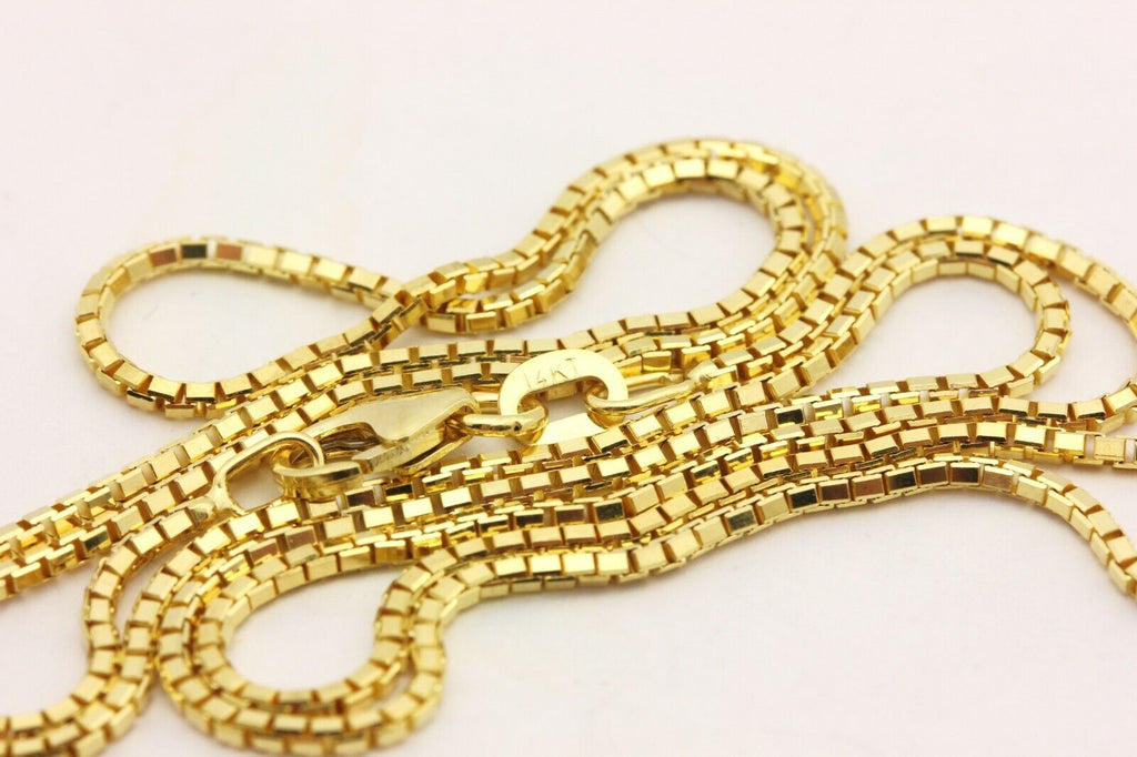 14k yellow gold box chain necklace lobster 20 inch 1.25mm 5.74g new