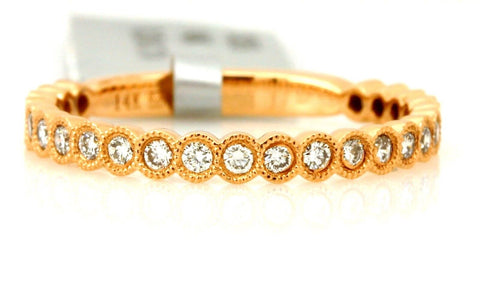 Stackable 0.34ctw round diamond band ring 14k rose, pink gold size 6.5 new 1.7g