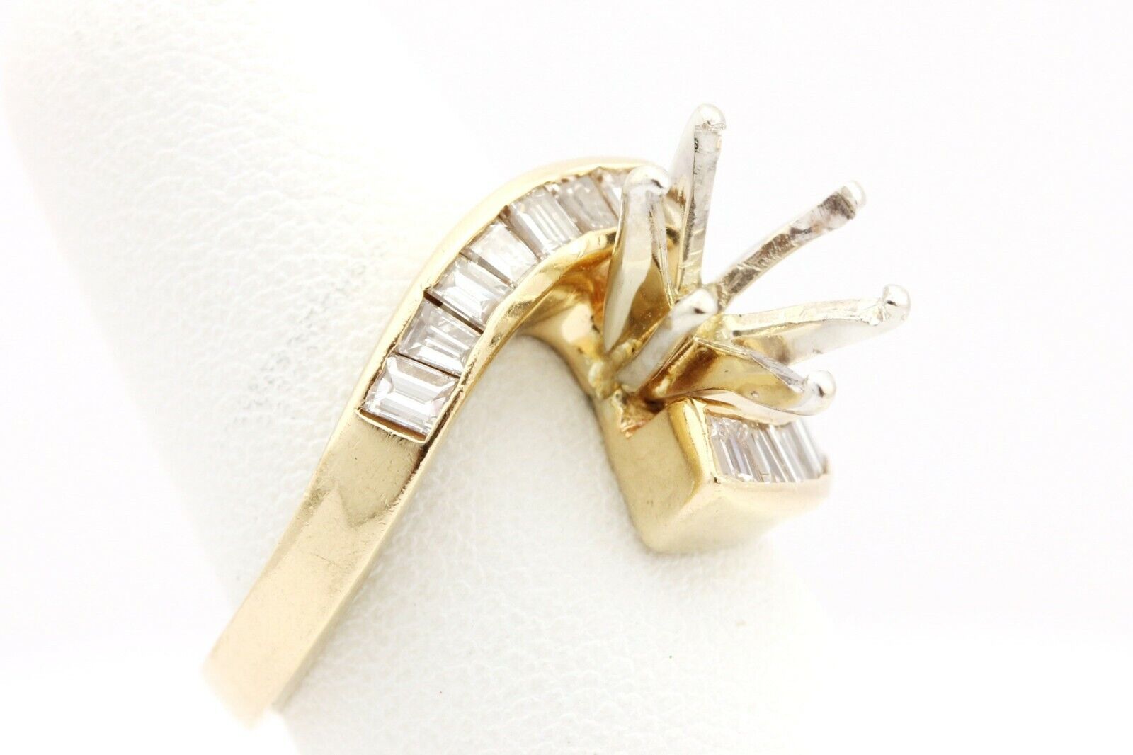 14k yellow gold twist 8mm 2ct diamond bypass ring setting semimount 5.17g estate