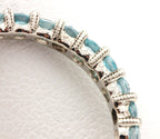 Platinum 1.42ctw blue zircon anniversary eternity wedding band sz 5.75 ring NEW