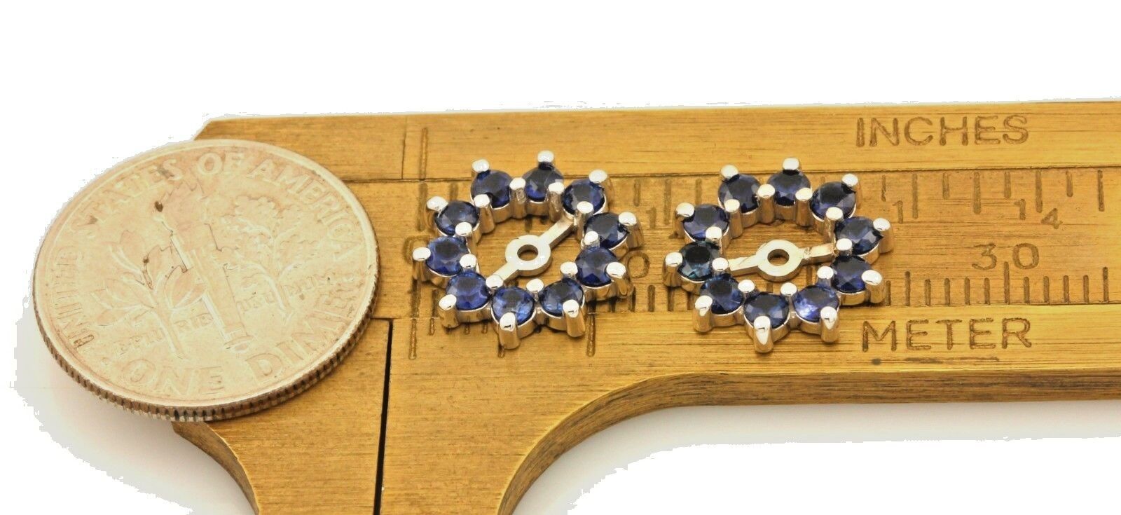 14k white gold 0.80ctw natural blue sapphire 5mm round stud earring jackets new