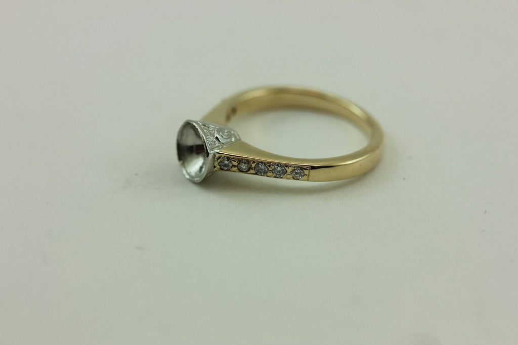 Platinum-14k yellow gold 5.5mm round diamond engagement ring fleur de lis estate