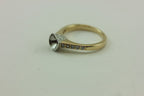 Platinum-14k yellow gold 5.5mm round diamond engagement ring fleur de lis estate