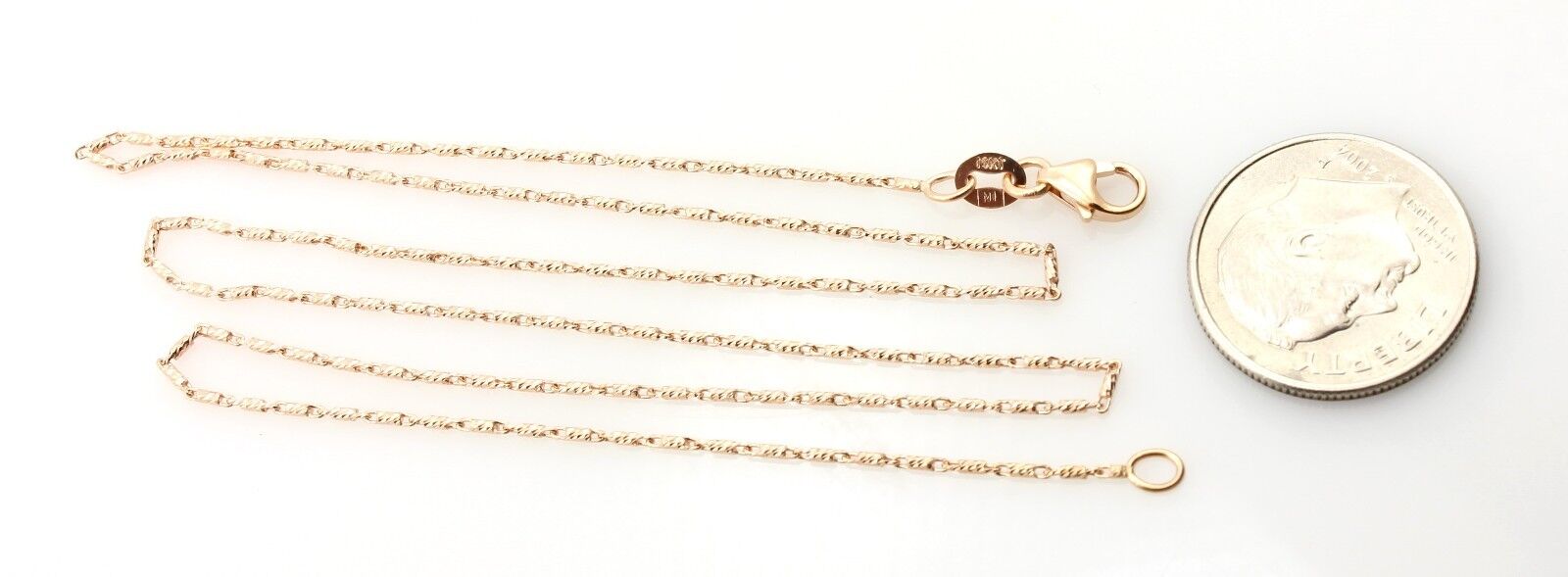 14k pink gold rose gold 16" 0.85mm RAZO chain necklace lobster clasp 2.19g 15663