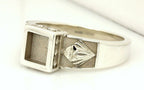 Custom sterling silver platinum man's square ring mount setting size 10.5 9.29g