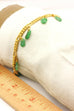 22k yellow gold green jadeite figaro chain charm bracelet 6.5 inch 4mm 13.25g