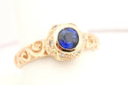14k rose gold 0.82ct blue sapphire 0.18ctw diamond ring band size 9.75 7.17g new