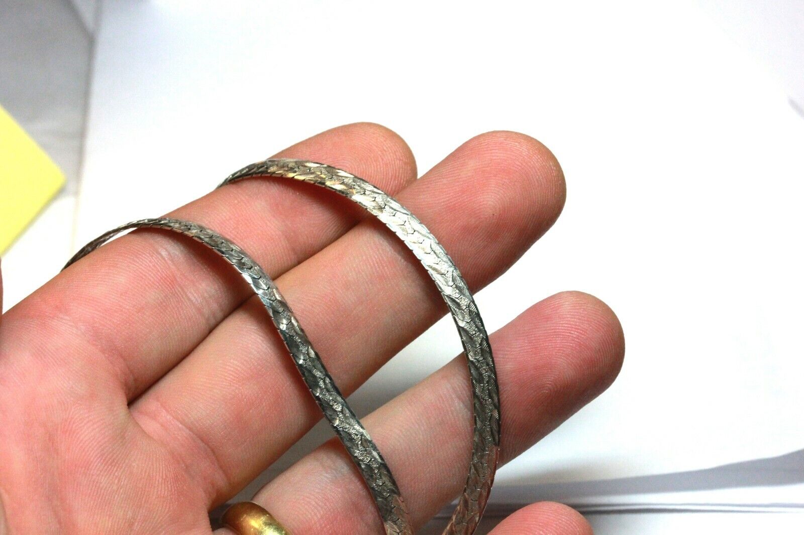 925 Italy sterling silver 18 inch 4mm fancy engraved herringbone necklace 10.9g