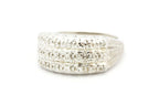 14k white gold 0.20ctw diamond three row cluster band ring size 5.75 8.7mm 4.25g