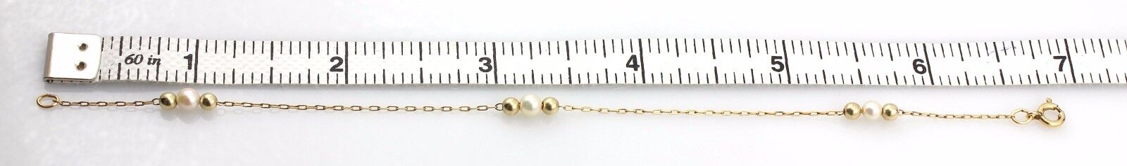 1/20 14k yellow gold filled 7" bracelet 3 cultured pearls costume fashion 0.76g
