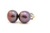 925 sterling silver 9.5mm button stud pearl earrings purple 2.28g vintage estate