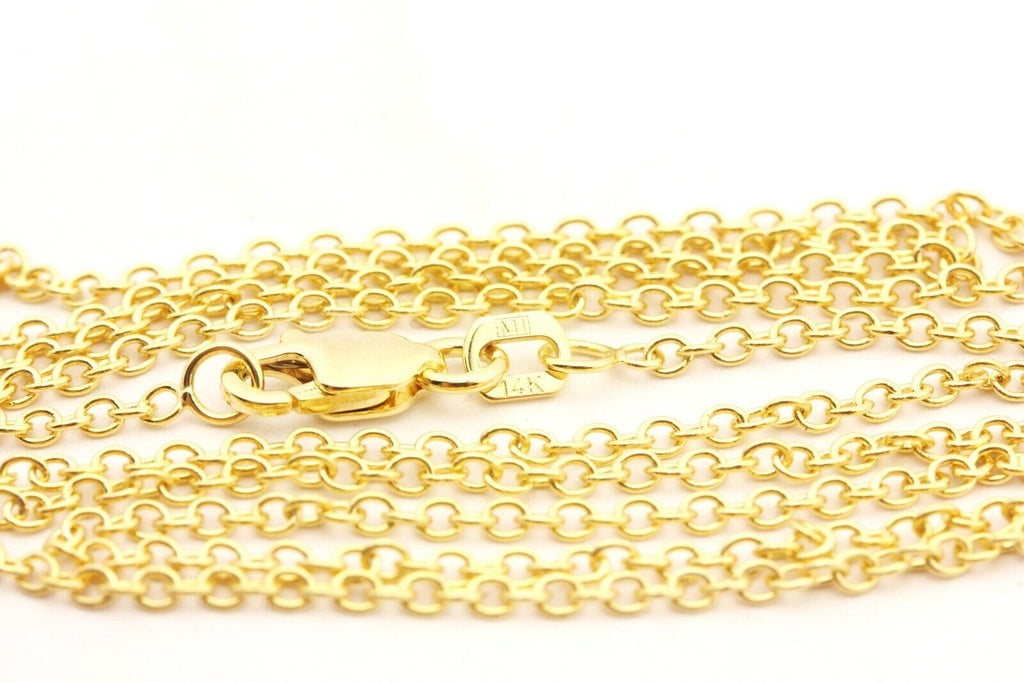 14k yellow gold rolo cable chain necklace lobster 18 inch 1.3mm 2.58g new
