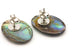925 sterling silver 25x18mm oval abalone shell stud earrings 3.0g vintage estate