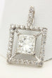 14k white gold GIA 1.01ct princess diamond 0.35ctw square halo box pendant 1.6g