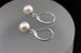 14k white gold 1 inch drop dangle 7.5mm round white cultured pearl earrings NEW