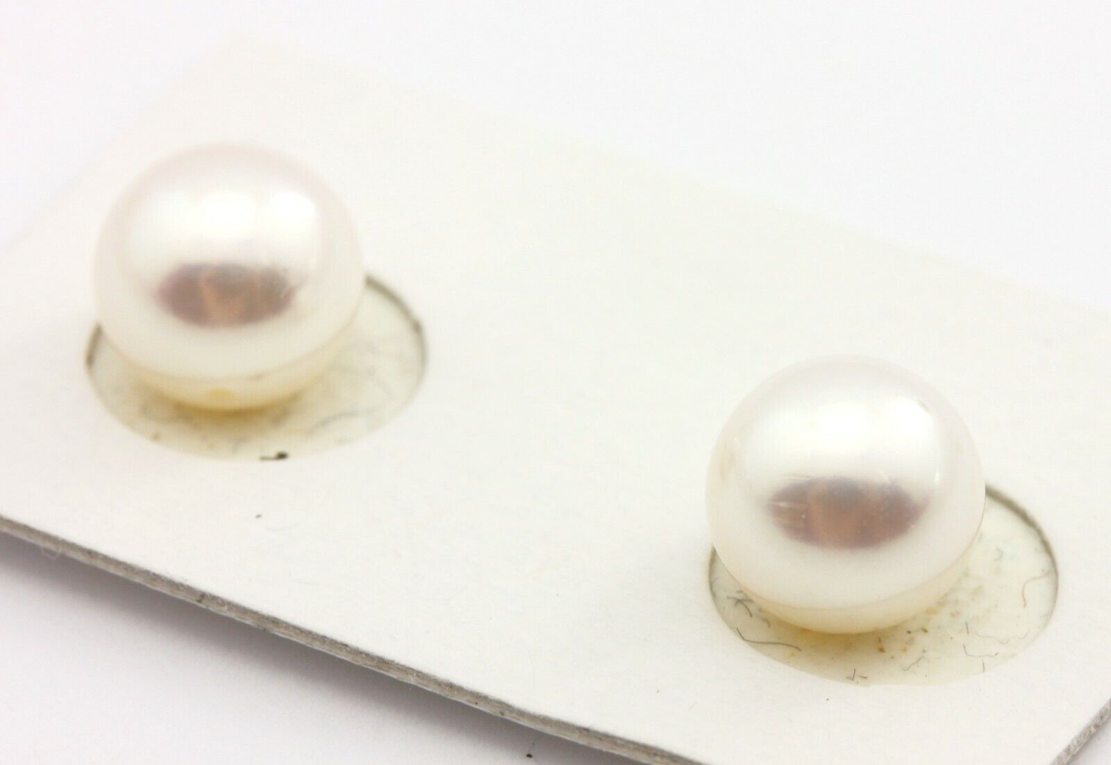 matched pair Japanese Akoya pearls 8.10-8.15mm round white clean half drilled