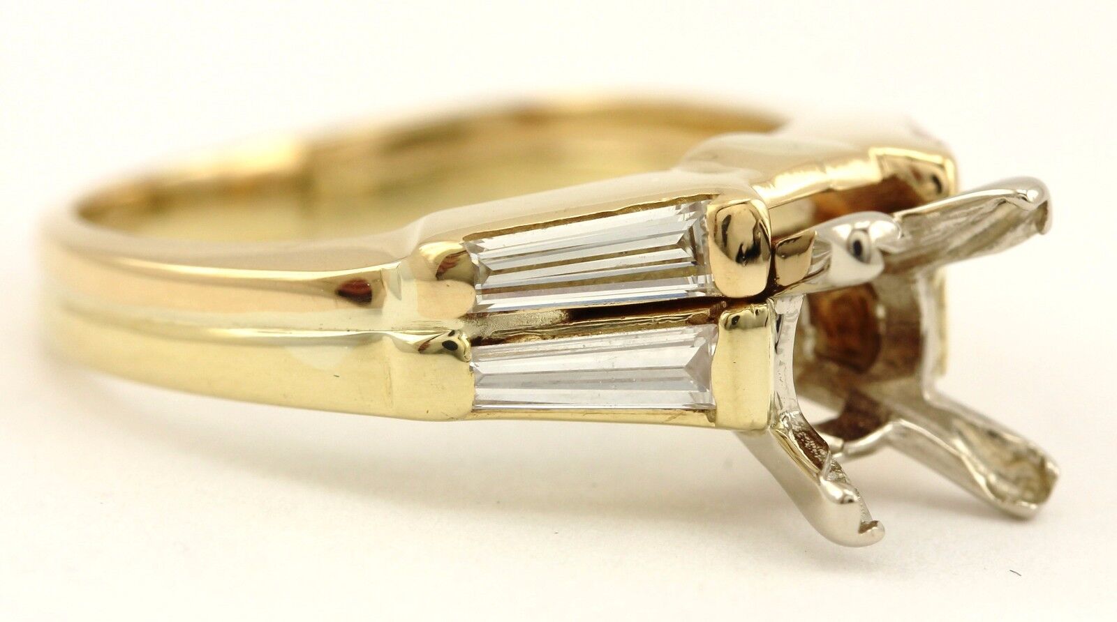 18k yellow gold wedding ring set 1ct square center diamond tapered baguettes set